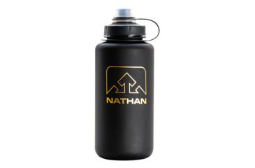 Image of Nathan BigShot Hydration Bottle - 34oz/1L, Black/Black/Gold, NS4321F-0332-010LI