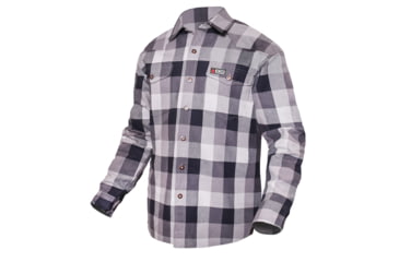 Image of National Body Armor Knox Fr Gray Plaid Button-Down Work Shirt C521A6B0, FR-Plaid Gray-M