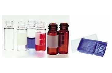Image of National Scientific Target 10-425 Screw-Thread Vials, National Scientific C4010-60BLK Caps —