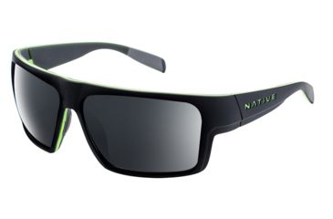 Image of Native Eyewear Eldo, Matte Black / Lime / Dark Gray Frame, Gray Lens, 177 369 523