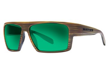 Image of Native Eyewear Eldo Sunglasses,Wood/Black/Black Frame,Green Reflex Brown Lens,Polarized,177 903 529
