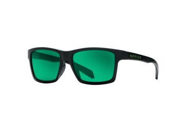 Image of Native Eyewear Flatirons Sunglasses,Asphalt Frame,Green Reflex Lens,Polarized,172 302 529