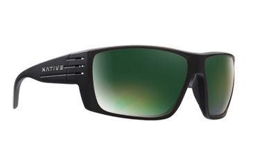 Image of Native Eyewear Griz, Matte Black Frame, Green Reflex Lens, 196 302 529