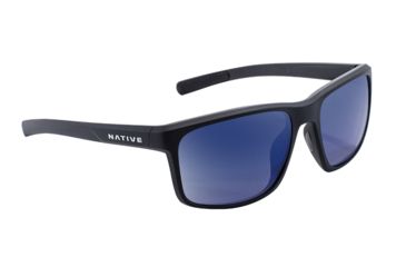 Image of Native Eyewear Wells, Matte Black Crystal Frame, Blue Reflex Lens, 190 928 526