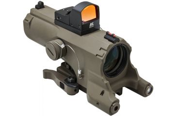 Image of NcSTAR Eco 4X34 Prismatic Scope w/Ddab/Urban Tactical Ret/Blue Illumination/Green Laser w/White/Red Nav Lights, Tan, VECO434QRTR-A