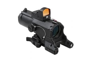 Image of NcSTAR Eco 4X34 Prismatic Scope w/Ddab/Urban Tactical Ret/Blue Illumination/Green Laser w/White/Red Nav Lights, Black, VECO434QRBR-A