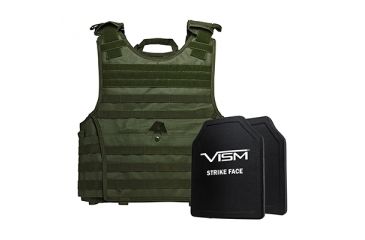 Image of NcSTAR Expert Carrier Vest w/Two 10x12in Shooters Cut Hard PE Ballistic Panels, Green, 2XL BPCVPCVXL2963G-A