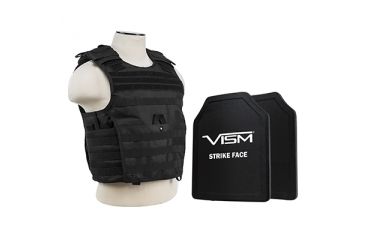 Image of NcSTAR Expert Carrier Vest w/Two 11x14in Shooters Cut Hard PE Ballistic Panels, Black, Medium - 2XL BPLCVPCVX2963B-A