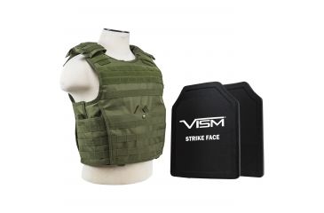 Image of NcSTAR Expert Carrier Vest w/Two 11x14in Shooters Cut Hard PE Ballistic Panels, Green, Medium - 2XL, BPLCVPCVX2963G-A