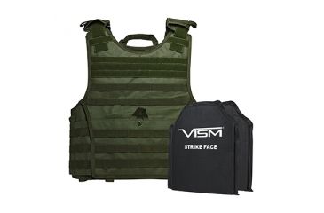Image of NcSTAR Expert Plate Carrier Vest w/Two 10x12in Rectangle Cut Soft Ballistic Panels, Green, 2XL BSCVPCVXL2963G-A