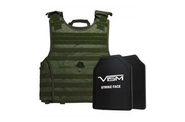 Image of NcSTAR Expert Plate Carrier Vest w/Two 11x14in Shooters Cut Hard PE Ballistic Panels, Green, 2XL, BPLCVPCVXL2963G-A
