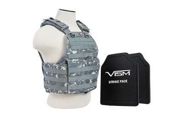 Image of NcSTAR Plate Carrier Vest w/Two 10x12in Shooters Cut Hard PE Ballistic Panels, Digital Camo BPCVPCV2924D-A