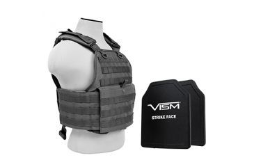 Image of NcSTAR Plate Carrier Vest w/Two 10x12in Shooters Cut Hard PE Ballistic Panels, Urban Gray BPCVPCV2924U-A