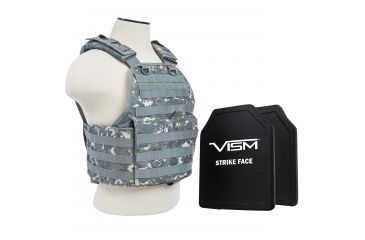 Image of NcSTAR Plate Carrier Vest w/Two 10x12in Shooters Cut Hard PE Ballistic Panels, Digital Camo, BPCVPCV2924D-A