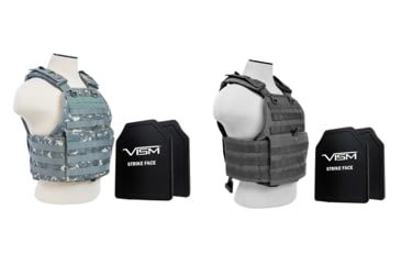 Image of NcSTAR Plate Carrier Vest w/Two 10x12in Shooters Cut Hard PE Ballistic Panels, Digital Camo, Urban Gray