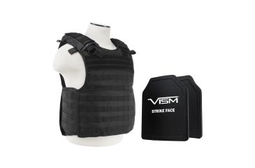 Image of NcSTAR Quick Release Carrier Vest w/Two 11x14in Shooters Cut Hard PE Ballistic Panels, Black, Medium - 2XL, BPLCVPCVQR2964B-A