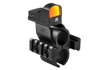 Image of NcSTAR Shotgun Barrel/Mag Tube Micro-Dot/Rail Mount, Black, Mossberg 500/590 MSHBDMOSR