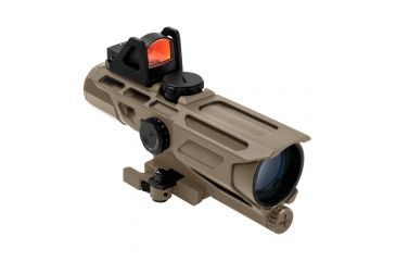 Image of NcSTAR Ultimate Sighting System Gen3 3-9x40 Rifle Scope,Red Micro Dot,Mil Dot Reticle,Red/Blue Illumination,Green Lens, Tan, VSTM3940GDV3T