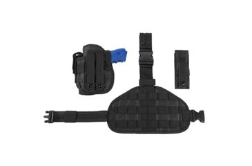 Image of NcSTAR Vism Drop Leg Right Handed Holster/Panel/Mag Pouch, Black CVDLHOL2956B