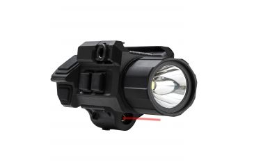Image of VISM Pistol Flashlight w/ Strobe And Red Laser, Gen 3, CR123A, Red/White, 200 Lumens, Black, VAPFLSRV3