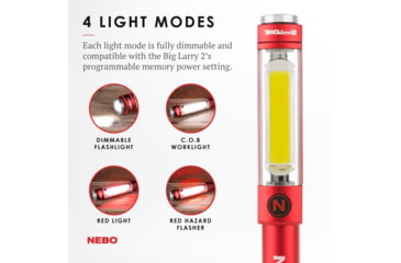 Image of Nebo Big Larry 2 COB LED Flashlight, AA, White/Red COB, 500 Lumens, Red, NEB-WLT-0002