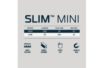 Image of Nebo Slim Min Flashlight, Li-ion Battery, LED, 250 Lumens, NEB-FLT-1042
