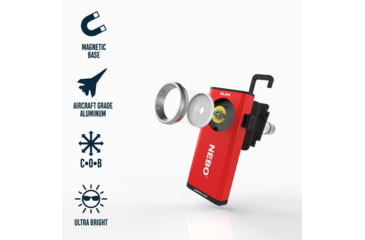 Image of Nebo Slim Work Light w/Clip Hook and Magnetic Base, Red, NEB-POC-0002