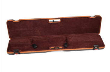 Image of Negrini Deluxe Compact Scoped Bolt Action Rifle Case, Black/Cognac Leather Trim/Brown Interior, 1619LX/5287