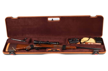Image of Negrini Deluxe Compact Scoped Bolt Action Rifle Case, Black/Cognac Leather Trim/Brown Interior, 1619LX/5287