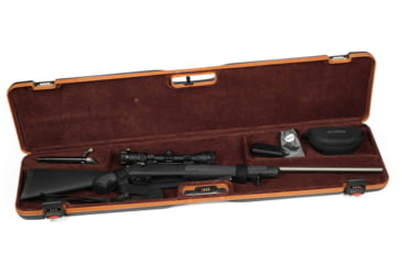 Image of Negrini Deluxe Compact Scoped Bolt Action Rifle Case, Black/Cognac Leather Trim/Brown Interior, 1619LX/5287