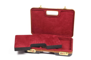 Image of Negrini Luxury Handgun Case, Black/Nespola Leather Trim/Bordeaux Interior, 2023LX-TAC/4840