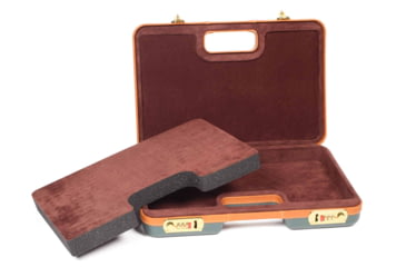 Image of Negrini Luxury Handgun Case, Green/Cognac Leather Trim/Brown Interior, 2023LX-TAC/4841