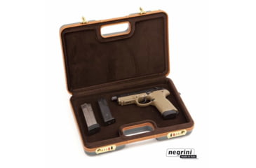 Image of Negrini Luxury Handgun Case, Green/Cognac Leather Trim/Brown Interior, 2023LX-TAC/4841