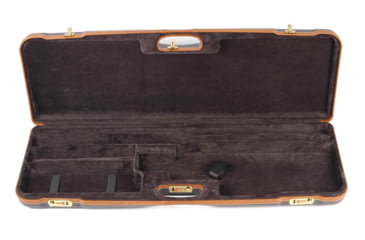 Image of Negrini O/U Deluxe High Rib Trap/Sporting Combo Shotgun Case, Navy/Tobacco Leather/Grey Interior, 1653LX/5005