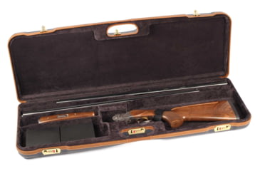Image of Negrini O/U Deluxe High Rib Trap/Sporting Combo Shotgun Case, Navy/Tobacco Leather/Grey Interior, 1653LX/5005