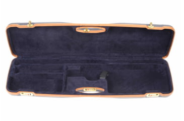 Image of Negrini O/U Deluxe Sporter Shotgun Case, Navy/Tobacco Leather/Navy Interior, 1654LX/5166