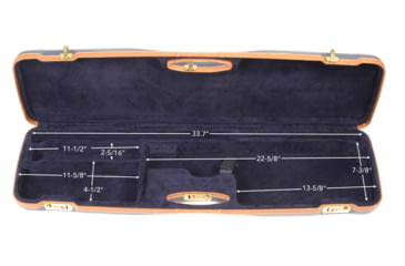 Image of Negrini O/U Deluxe Sporter Shotgun Case, Navy/Tobacco Leather/Navy Interior, 1654LX/5166