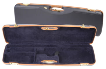 Image of Negrini O/U Deluxe Sporter Shotgun Case, Navy/Tobacco Leather/Navy Interior, 1654LX/5166