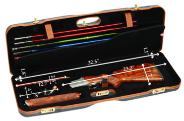 Image of Negrini OU Deluxe Skeet Single Shotgun Case + Tube Set, Navy/Tobacco Leather/Navy Interior, 1659LX-TUBE/5161