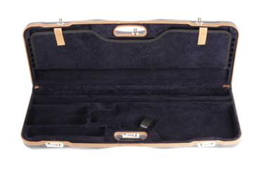 Image of Negrini OU Deluxe Skeet Two Barrel Shotgun Case + Tube Set, Navy/Tobacco Leather/Navy Interior, 1652LX-TUBE/5212