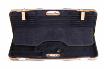 Image of Negrini OU Deluxe Skeet Two Barrel Shotgun Case + Tube Set, Navy/Tobacco Leather/Navy Interior, 1652LX-TUBE/5212