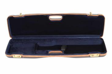 Image of Negrini OU/SxS Deluxe Hunting Shotgun Case, Navy/Tobacco Leather/Navy Interior, 1605LX/5138