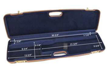 Image of Negrini OU/SxS Deluxe Hunting Shotgun Case, Navy/Tobacco Leather/Navy Interior, 1605LX/5138