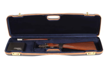 Image of Negrini OU/SxS Deluxe Hunting Shotgun Case, Navy/Tobacco Leather/Navy Interior, 1605LX/5138