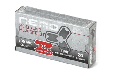 Image of NEMO Arms .300 AAC Blackout 125 Grain Full Metal Jacket Brass Cased Rifle Ammo, 1000 Rounds, NART300BLK125FMJPPU1000