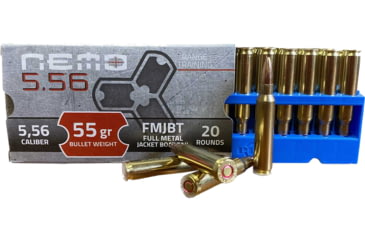 Image of NEMO Arms 5.56mm 55 grain Full Metal Jacket Boat Tail Brass Cased Rifle Ammo, 20 Rounds, 556M193NA-55-FO