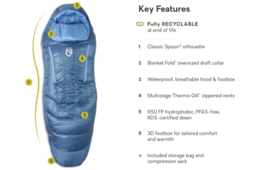 Image of NEMO Equipment 2025 Disco 30F Endless Promise Sleeping Bag - Womens, Blue Horizon, Long, 811666037282
