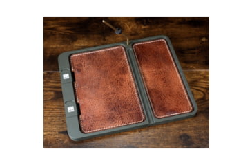 Image of Neo Mag Leather Bottom EDC Tray - OD Green, Antique Brown Leather, Yes, LGTRAY-ODG-ABL-YES