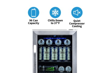 Image of NewAir 15in Built-in Beverage Fridge - 96 Cans, Black / Stainless Steel, ABR-960