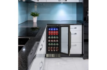 Image of NewAir 15in Built-in Beverage Fridge - 96 Cans, Black / Stainless Steel, ABR-960